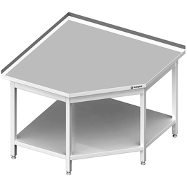 Corner work table with base shelf, 1200x1200x850 mm (extension: 700/700 mm), with upstand, welded product photo