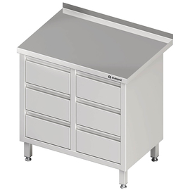 Drawer cabinet with 2x3 drawers, 840x600x850 mm, with upstand, welded product photo