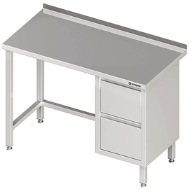 Work table without base, 800x600x850 mm, with 2 drawers on the right, with upstand, welded product photo