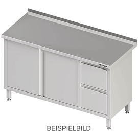 Work cabinet with hinged doors, 1100x600x850 mm, with 2 drawers on the left, with upstand, welded product photo