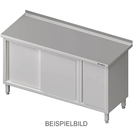 Work cabinet with sliding doors, 1200x700x850 mm, with hinged door cabinet on the left, with upstand, welded product photo