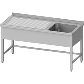 Sink unit without base shelf, 1500x700x850 mm, with one basin on the right, with upstand, welded product photo