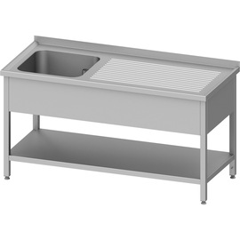 Sink unit with base, 1500x600x850 mm, with one basin on the left, with upstand, welded product photo