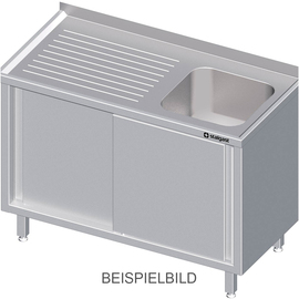 Sink cabinet with sliding doors, 1500x600x850 mm, with one basin on the left, with upstand, welded product photo