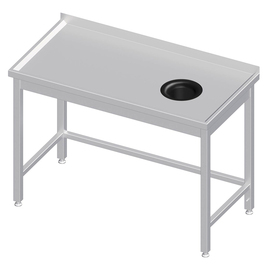 Work table without base, 800x700x850 mm, with waste hole on the right, with upstand, welded product photo