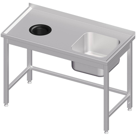 Sink unit without base shelf, with waste hole, 1000x700x850 mm, with one basin on the right, with upstand, welded product photo