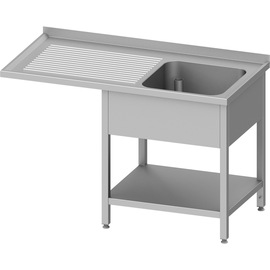 Sink unit with base and overhang, 1200x600x900 mm, with one basin on the right, with upstand, welded product photo