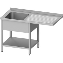 Sink unit with base and overhang 1200x700x900 mm, with one basin on the left, with upstand, welded product photo