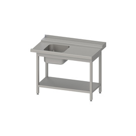 Inlet table, basket guide with gradient, with base and one basin 1600x750x880 mm, mounting side right, with upstand, welded product photo