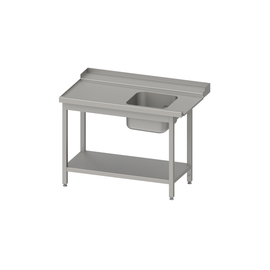 Inlet table, basket guide with gradient, with base and one basin 1600x750x880 mm, mounting side left, with upstand, welded product photo