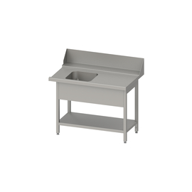 Inlet table "PRO", basket guide with gradient, with base plate, with one basin, 800x750x880 mm, right-hand side, with 200 mm upstand and basin cover, welded product photo