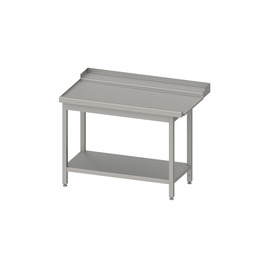 Drain table, basket guide with gradient, with base plate 800x750x880 mm, mounting side left, with upstand, welded product photo