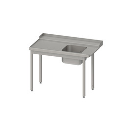 Inlet table, basket guide with gradient, without base plate with one basin 800x750x880 mm, mounting side left, with upstand, welded product photo