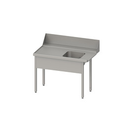 Inlet table "PRO", basket guide with gradient, without base plate, with one basin, 800x750x880 mm, left-hand side, with 200 mm upstand and basin cover, welded product photo