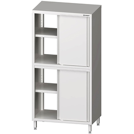 Pass-through tall cabinet with sliding doors, 800x600x2000 mm, with two cupboard compartments, welded product photo
