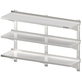 Triple wall shelf with brackets and wall rails 1800x400x930 mm height adjustable, welded product photo