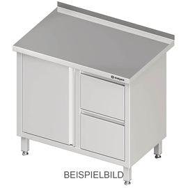 Work cabinet with hinged door, 800x700x850 mm, with 2 drawers on the right, without upstand, welded product photo