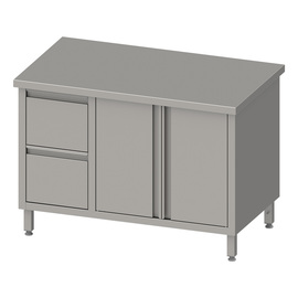 Work cabinet with hinged doors, 1100x600x850 mm, with 2 drawers on the left, without upstand, welded product photo