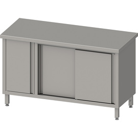 Work cabinet with sliding doors, 1200x600x850 mm, with hinged door cabinet on the left, without upstand, welded product photo