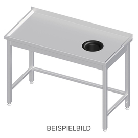 Work table without base, 800x700x850 mm, with waste hole on the right, without upstand, welded product photo