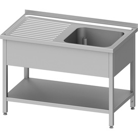Sink unit with base 1000x700x850 mm, with one basin on the right, with upstand, welded product photo