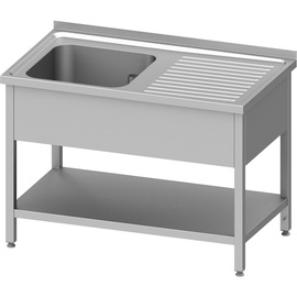 Sink unit with base 1000x700x850 mm, with one basin on the left, with upstand, welded product photo