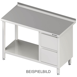 Work table with base shelf, 2500x600x850 mm, with 2 drawers on the left, without upstand, welded product photo