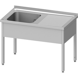Sink unit without base shelf 1000x700x850 mm, with one basin on the left, with upstand, welded product photo