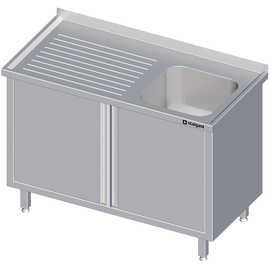 Sink cabinet with hinged doors 1000x700x850 mm, with one basin on the right, with upstand, welded product photo