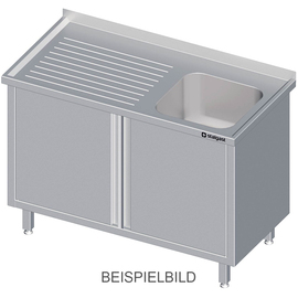 Sink cabinet with hinged doors 1000x600x850 mm, with one basin on the left, with upstand, welded product photo