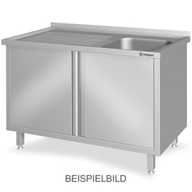 Sink cabinet with hinged doors 1100x600x850 mm, with one basin on the left, with upstand, welded product photo S