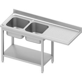 kitchen sink table ECO ST 69 drainboard on the right | 2 basins | 1600 mm x 700 mm H 900 mm | self-assembly product photo