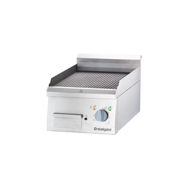Electric griddle plate as tabletop device, 400x700 mm, ribbed grill surface, Series 700 ND product photo
