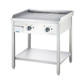 Electric griddle plate as a freestanding unit - grooved, open base, 800 x 700 x 850 mm (W x D x H) product photo