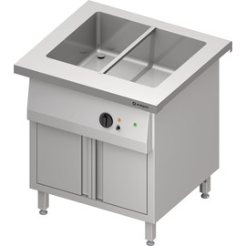 Bain-Marie station "Free Flow" with a basin 2x GN1/1 and hinged doors, 799x750x880 mm stainless steel cover product photo