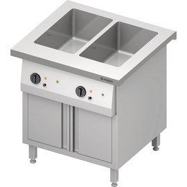 Bain-Marie station "Free Flow" 2x GN1/1 basins, with hinged doors, 799x750x880 mm stainless steel cover product photo