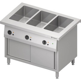 Bain-Marie station "Free Flow" 3x GN1/1 basins, with sliding doors, 1132x750x880 mm stainless steel cover product photo