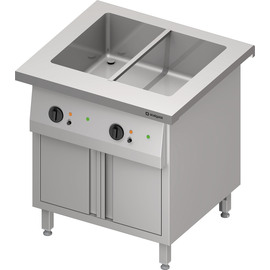 Bain-Marie station "Free Flow" with one basin 2x GN1/1, warming cabinet and hinged doors, 799x750x880 mm stainless steel cover product photo