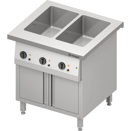 Bain-Marie station "Free Flow" 2x GN1/1 basins, with warming cabinet and hinged doors, 799x750x880 mm stainless steel cover product photo