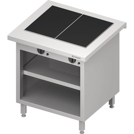 "Free Flow" hot plate with 2 glass ceramic hot plates and open base cabinet 799x750x880 mm, stainless steel cover product photo
