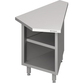 Inside corner module 45° "Free Flow" with open base cabinet 644x814x880 mm, stainless steel cover plate product photo