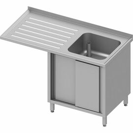 Sink cabinet with sliding doors and overhang 1200x600x900 mm, with one basin on the right, with upstand, welded product photo