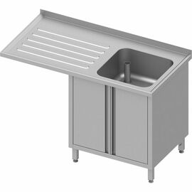 Sink cabinet with hinged doors and overhang 1200x700x900 mm, with one basin on the right, with upstand, welded product photo