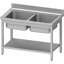 kitchen sink table ECO ST 63 without draining board | 2 basins | 1000 mm x 600 mm H 850 mm | self-assembly product photo