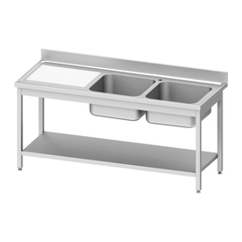 kitchen sink table ECO ST 63 drainboard on the left | grooved | 2 basins | 1400 mm x 600 mm H 850 mm | self-assembly product photo