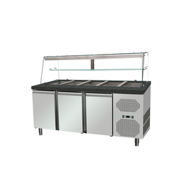 salad counter with countertop vitrine | suitable for 5 x GN 1/1 | black granite counter top product photo
