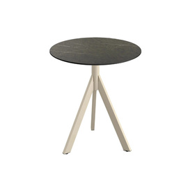 patio table TRIPOD foldable sand couloured | Midnight Marble Ø 700 mm H 740 mm product photo