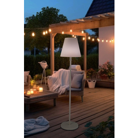 outdoor LED floor lamp STELLA beige with solar panel Ø 350 mm H 1500 mm product photo  S