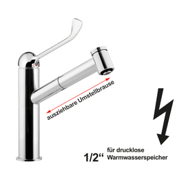 Spültischbatterie low pressure retractable outreach 230 mm H 180 mm product photo