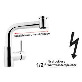 Spültischbatterie lever mixer tap low pressure outreach 200 mm H 210 mm product photo